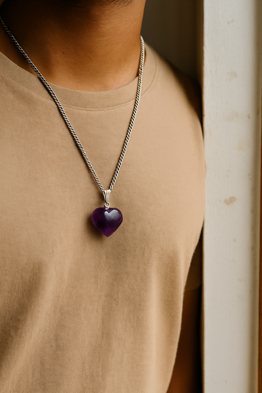 Amethyst Pendant  – The Stone of Calm & Clarity (Heart Shaped)